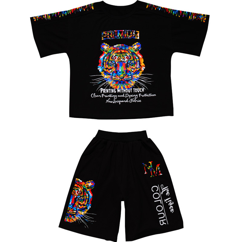 洋气儿童短袖白底实物图