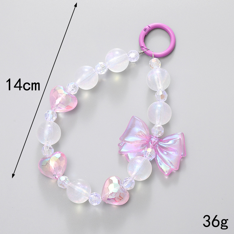 New Bow Japan And South Korea Fresh Sweet Beaded Mobile Phone Chain Anti-Loss Mobile Phone Case Lanyard Bag Key Pendant Female details Picture