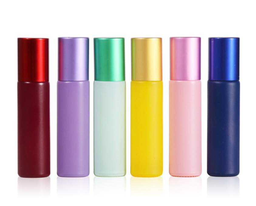10ml roll-on bottle macaron printed essential oil bottle, colored roll-on bottle perfume, divided into empty bottles details Picture