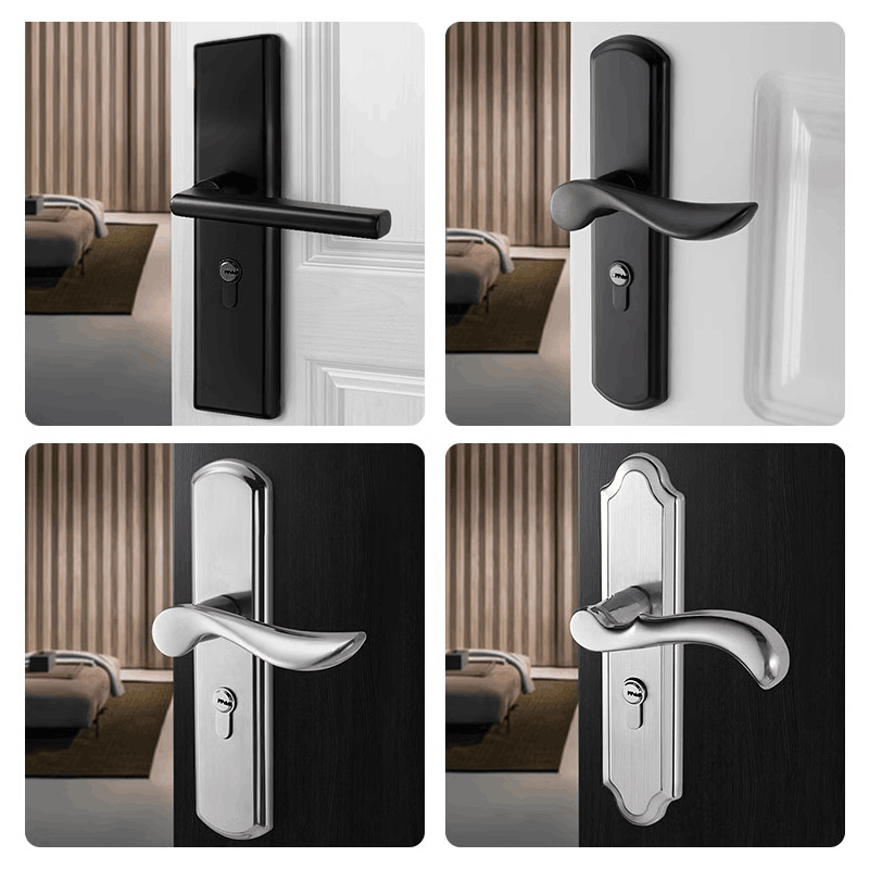 Other XX brand stainless steel bedroom door locks, black room solid wood door locks, old-fashioned door handles without modification holes, household universal lock accessories, lock fasteners details Picture