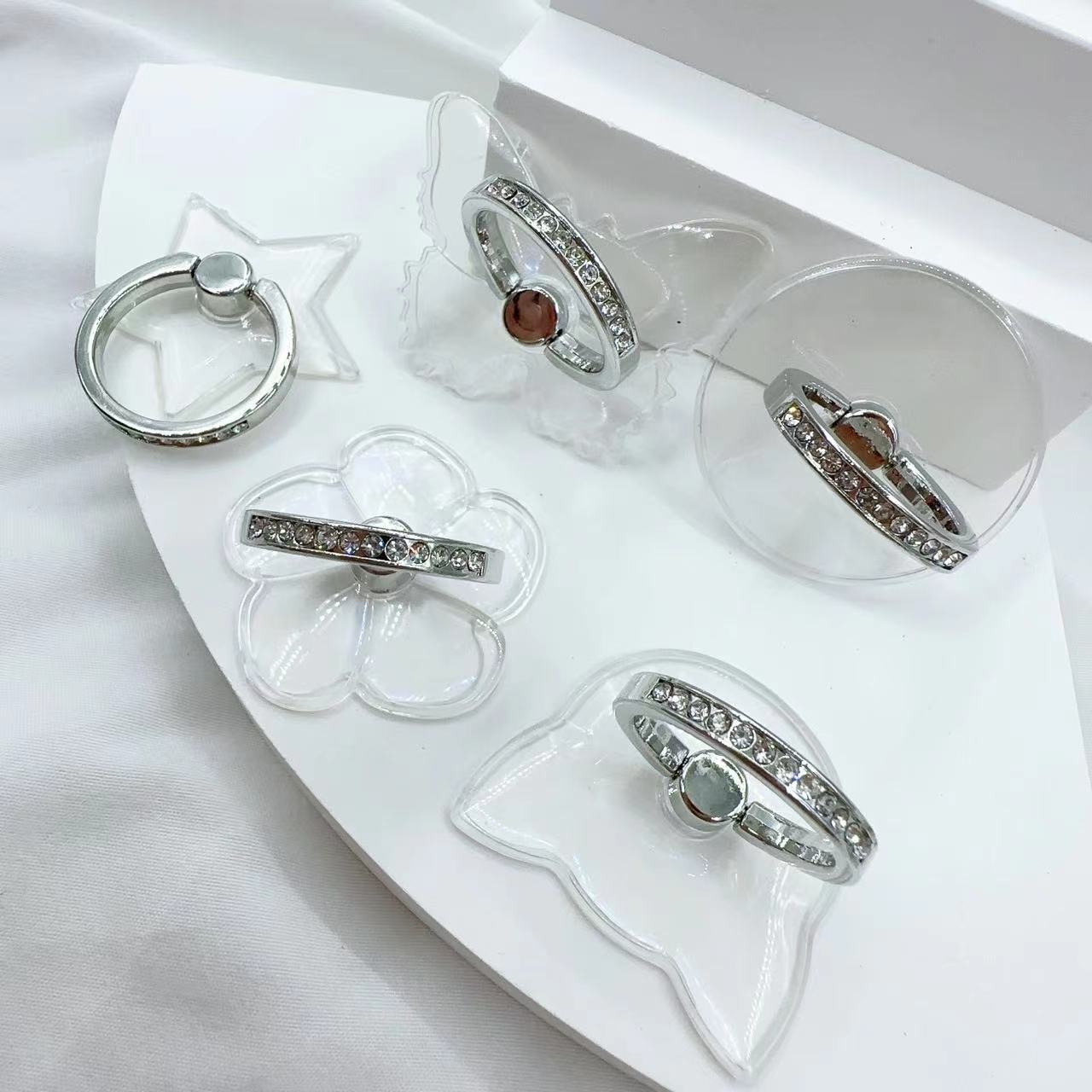 Transparent Diamond Ring Buckle Phone Holder Crystal Ring Buckle Holder Metal Ring Phone Holder Pc Acrylic Specification drawing