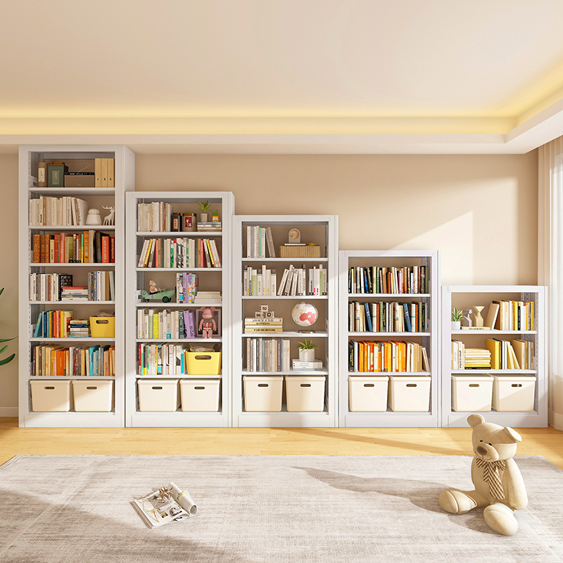 Household steel bookshelves, floor-standing storage racks, library reading racks, living room iron book racks, children's multi-layer bookcases full figure