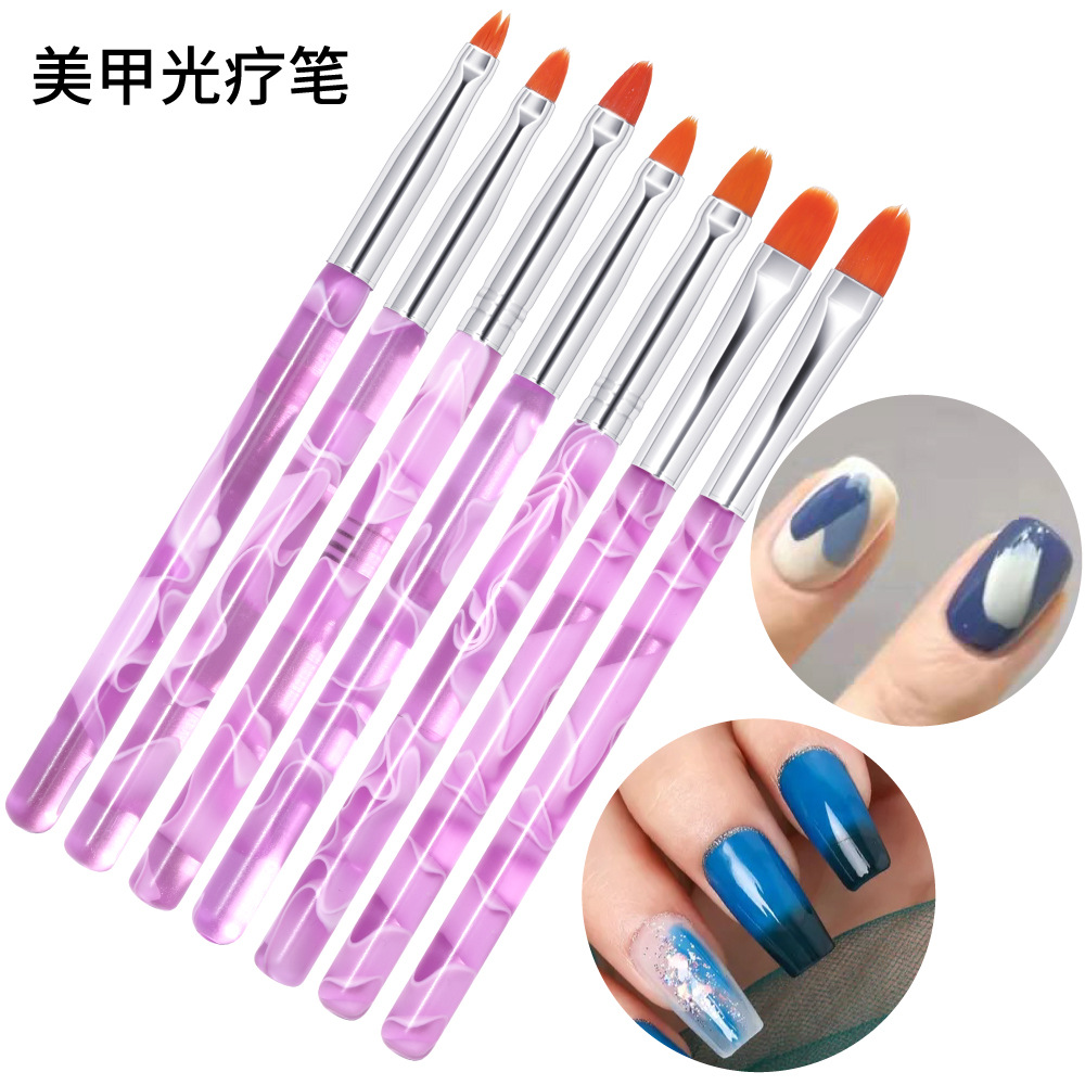 282 7 sets of wave pole light therapy pen Sculpted pen round head light therapy pen painted gradient smudging pen nail art tools
