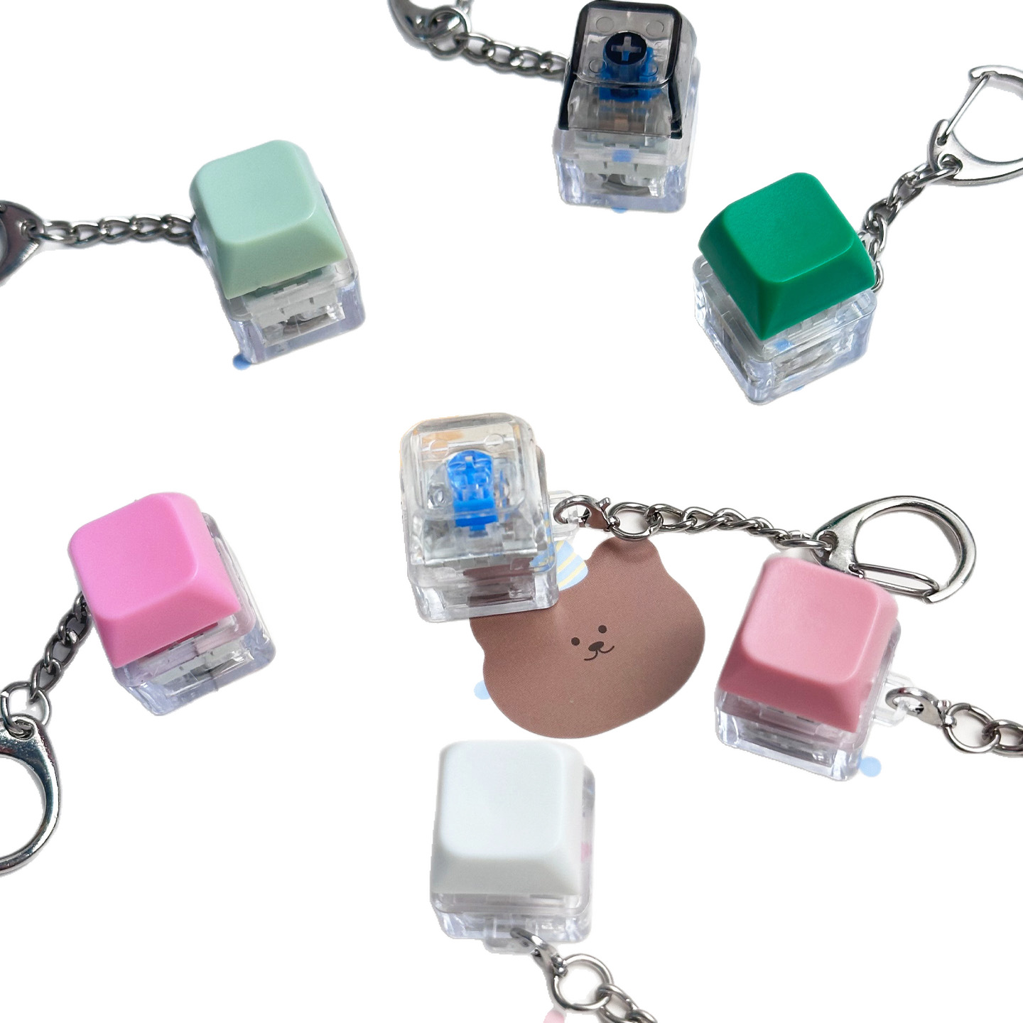Cross-border block decompression key PC cap mechanical shaft keyboard decompression pinch test shaft key keychain pendant Item Picture