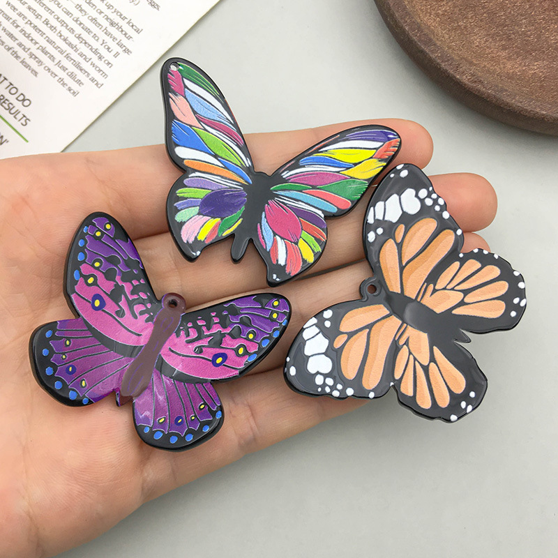 1 Acrylic Color Artificial Butterfly Accessories Diy Accessories Three-Dimensional Hairpin Pendant Pendant details Picture
