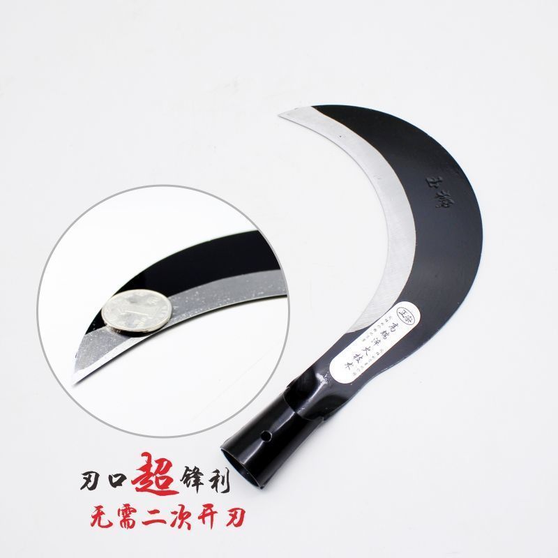 Manganese steel sharp sickle, agricultural outdoor lawn mowing knife, weeding tool, all-steel curved knife, special small sickle for corn harvesting details Picture