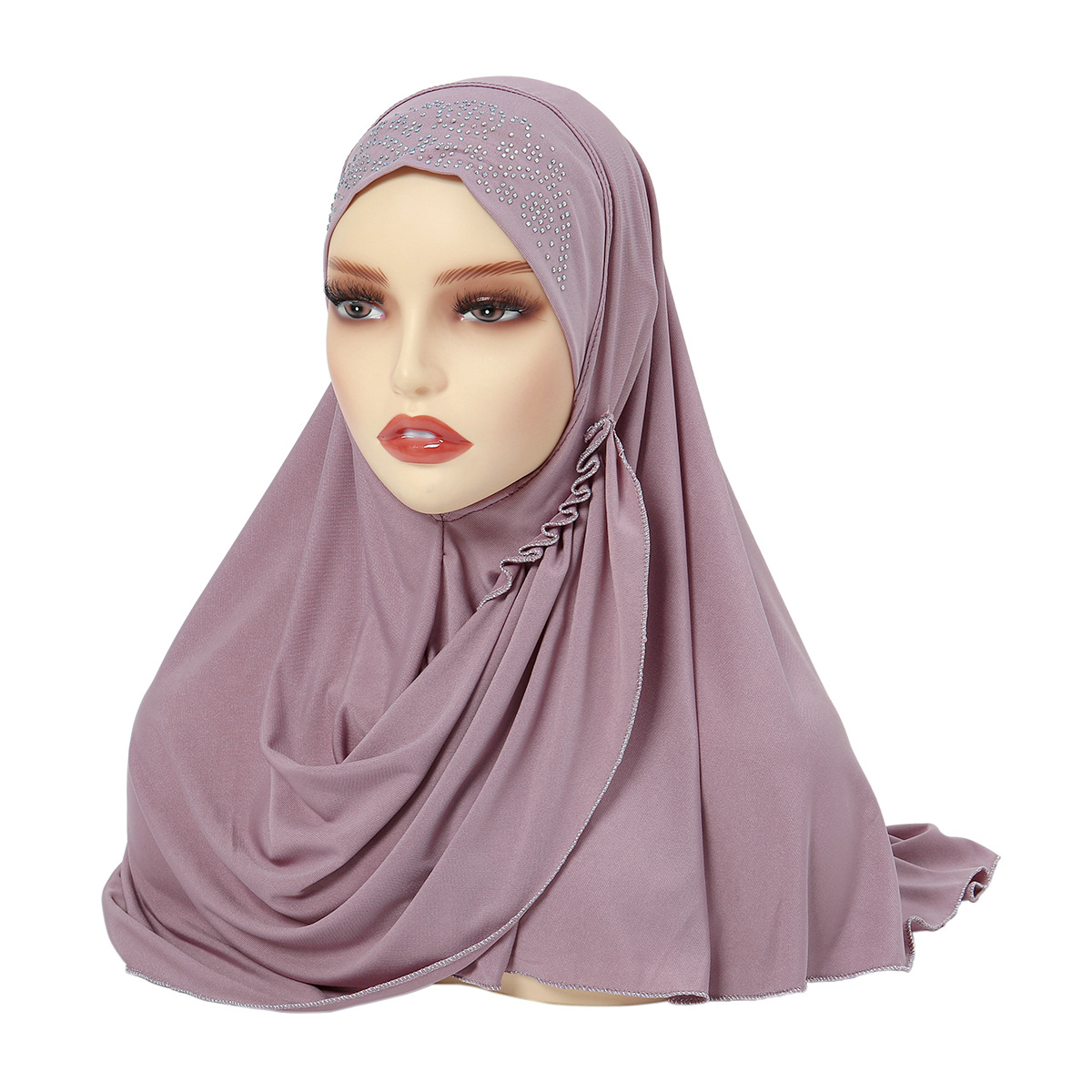 Cross-Border Foreign Trade New Muslim Headscarf Middle East Headscarf Hat Ladies Solid Color Hood In Stock details Picture