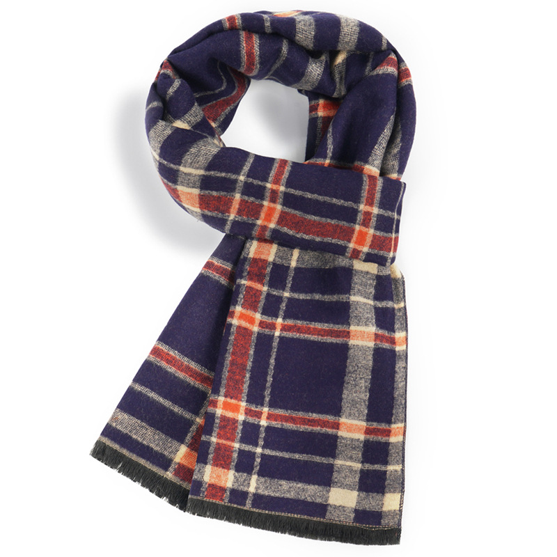 New men's scarf for winter warmth, long style, versatile, simple checkered imitation cashmere, men's export custom factory wholesale Application Scenario
