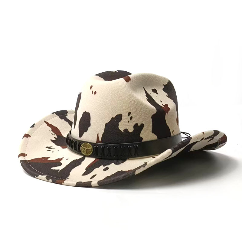 民族风迷彩米色礼帽潮男女美式西部风迪克牛仔帽子秋季户外遮阳帽