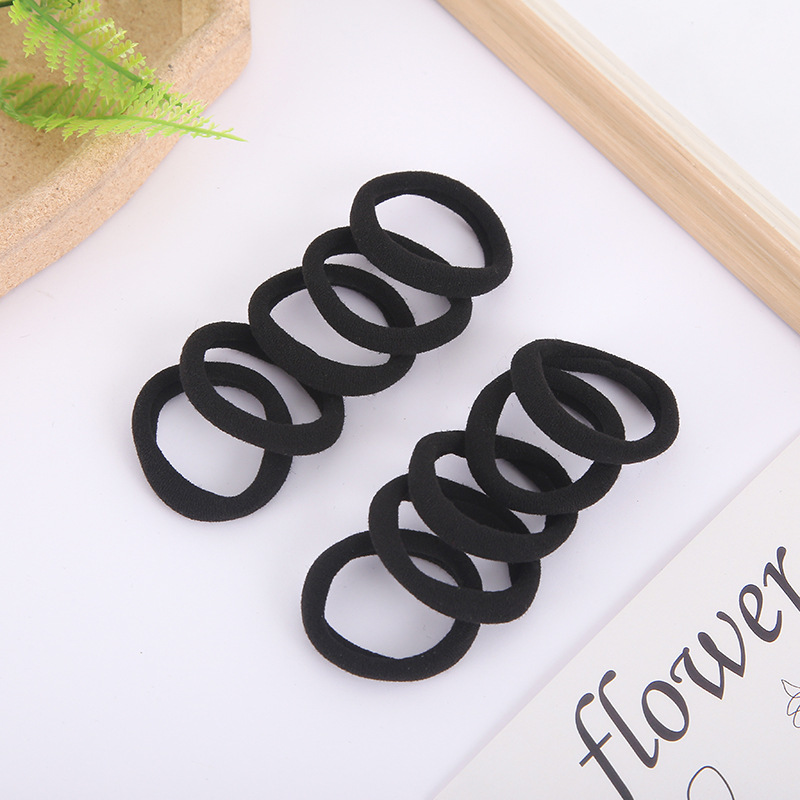 Wholesale of fashionable and simple black hair ties, elastic seamless hair bands and hair accessories, 20 pieces per pack details Picture