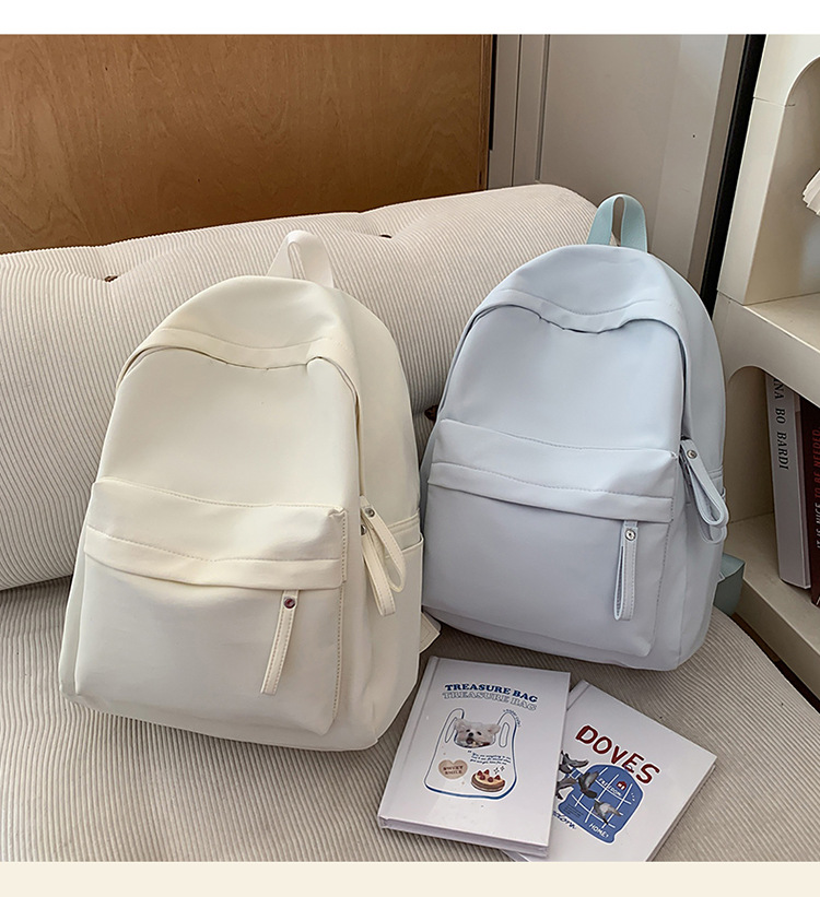 书包女ins 小清新高中生双肩包女纯色少女旅行背包男耐磨休闲背包详情7