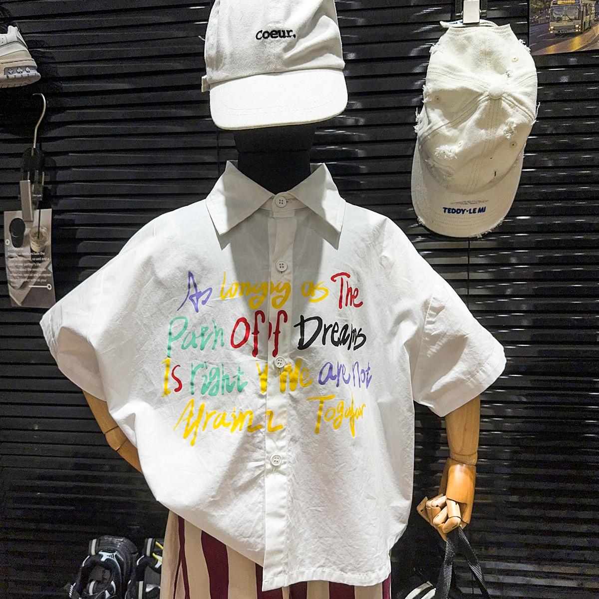 Children's shirts, summer Korean style girls' shirts, casual letter trendy boys' shirts details Picture