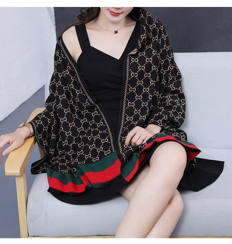 Live Live Explosive Scarf Women's Winter Cashmere Blend Shawl Thousand Bird Check Fringe Warm Letter Cashmere Scarf details Picture