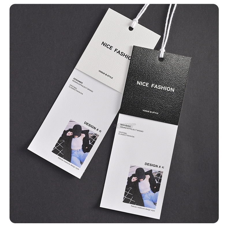 新款服装吊牌个性纹理挂牌厚胶带防撕吊卡设计定做商标通用标签详情12