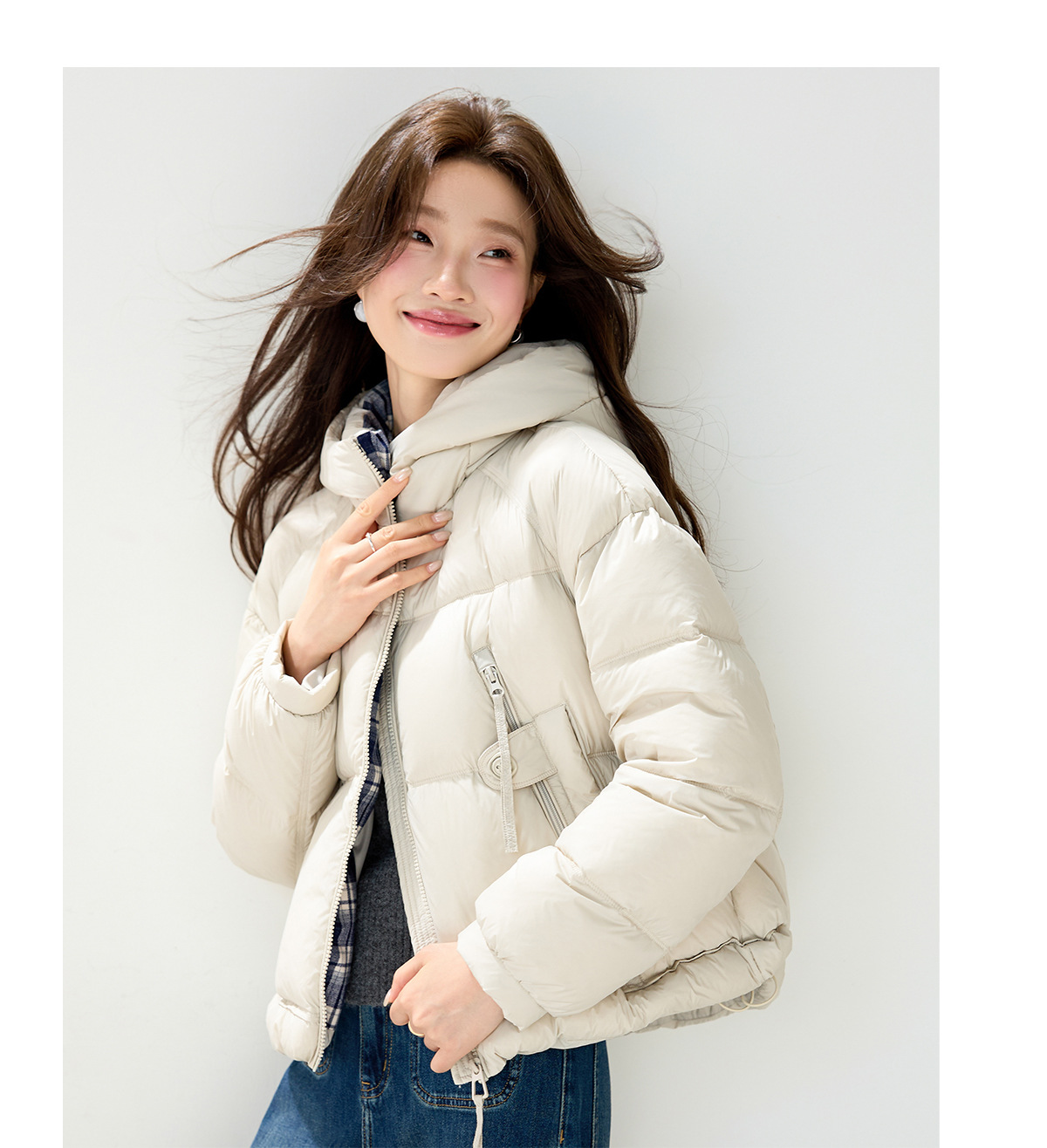 Casual hooded short 90mm white duck down jacket for women, thick, warm, loose, versatile, fashionable and stylish coat for winter pic 22