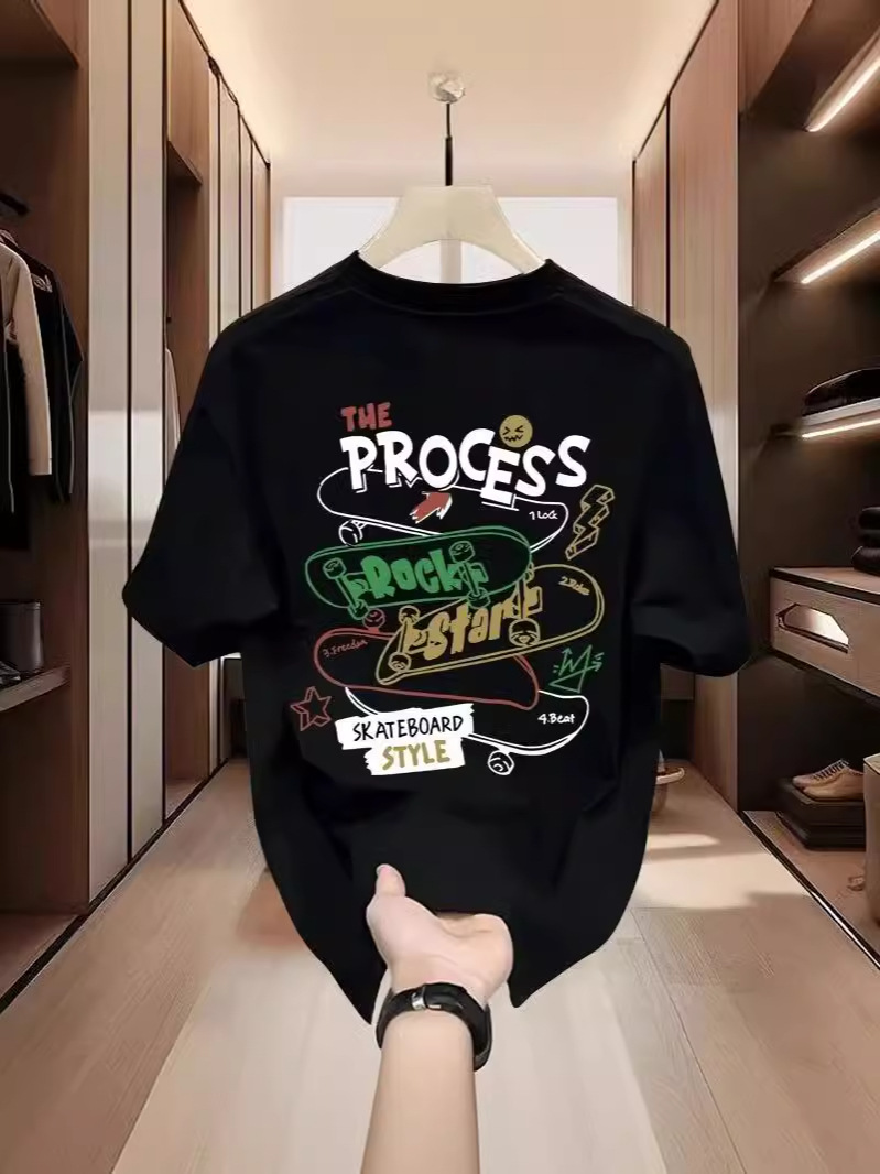 Summer new high-end pure cotton men's Korean-style casual and versatile round-neck short-sleeved T-shirt, all-cotton light luxury stylish men's wear
