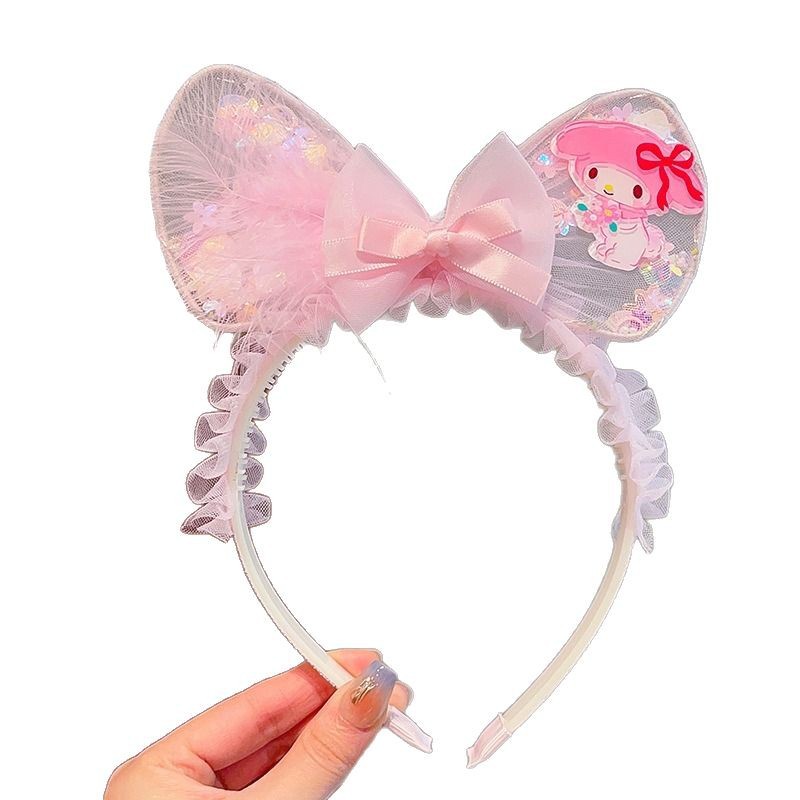 Children's hair band Elsa Princess luminous headband, cute rabbit ear bow headpiece, super cute little girl hair accessory Item Picture