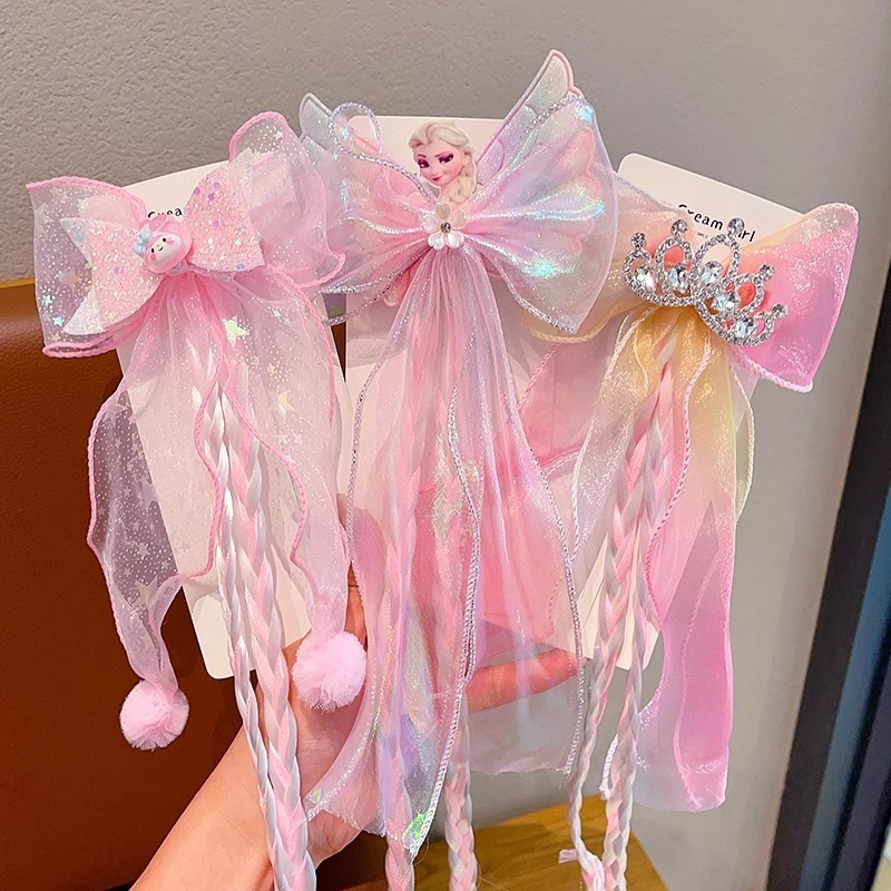 Kids' Hairpin 2024 New Bow Headpiece Super Fairy Princess Elsa Wings Sanrio Clip Girls' Hair Accessories Specification drawing