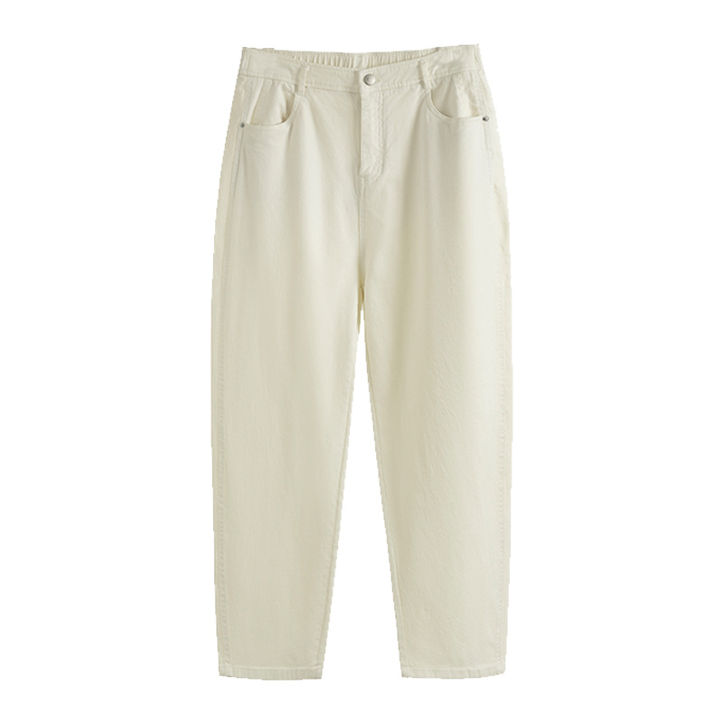 Plate-size women's stretchy loose straight-leg pants for women 2025 autumn edition, high-waisted, slimming and hip-covering dad pants NK1008 Item Picture