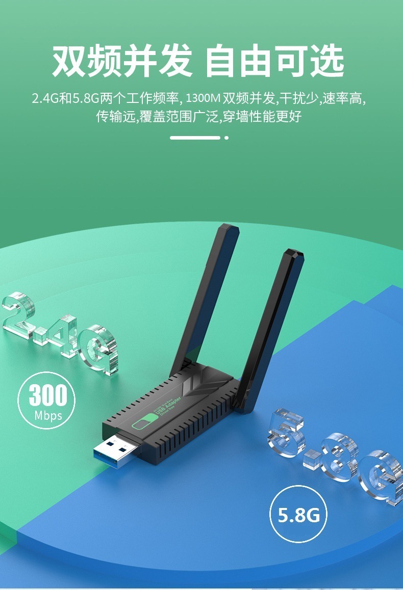 免驱动5G双频千兆USB无线网卡wifi接收器台式机电脑笔记本发射器详情1