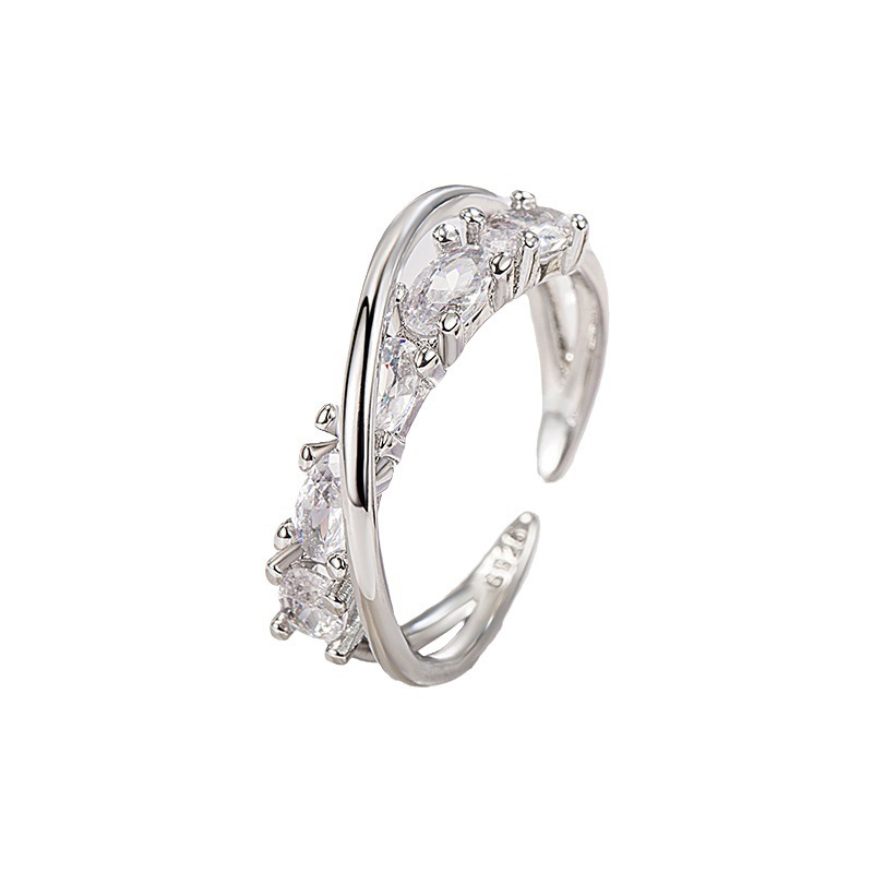 Kimoj's New Cross-Zirconia Ring, A Niche Design For Women, Exudes A Sense Of High-End, Tight Opening Index Finger Ring, And Is Fashionable, Versatile And Simple Item Picture