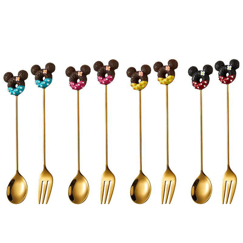 不锈钢勺子批发高颜值家用小创意金色卡通甜品儿童可爱咖啡搅拌勺详情图5