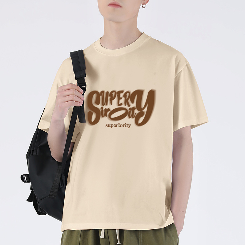 American retro rotating loose short-sleeved T-shirts for both men and women, pure cotton slimming couple short-sleeved T-shirts for men, a summer heavyweight Specification image