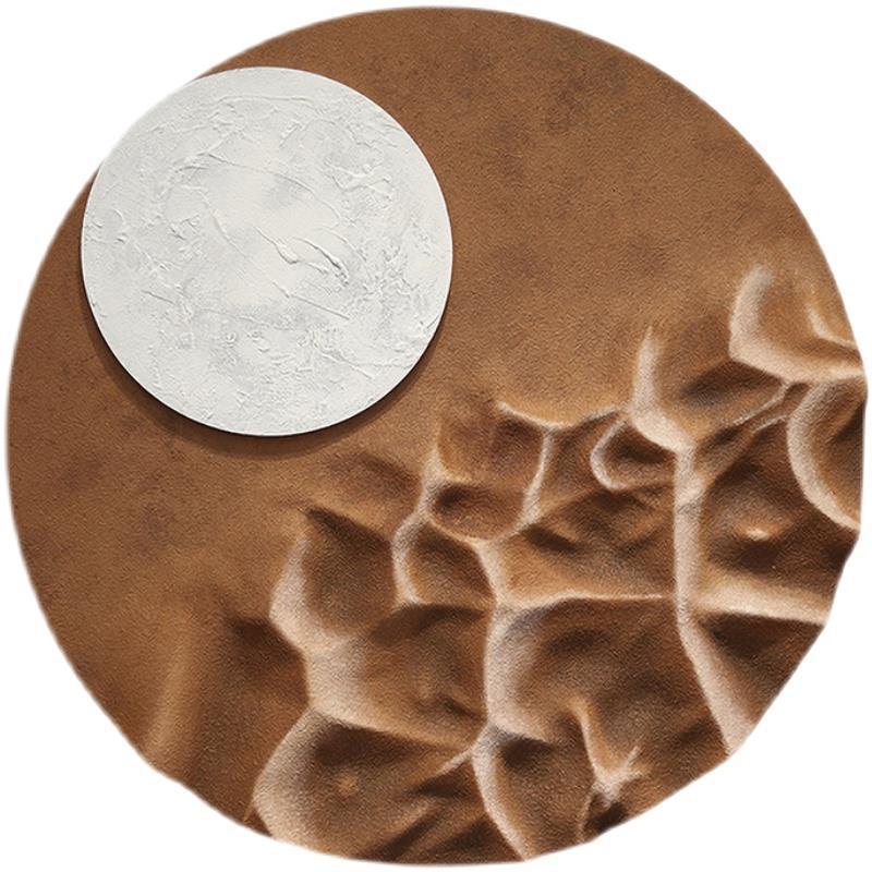 Circular three-dimensional relief entrance foyer decorative painting, new Chinese-style texture painting, living room hanging painting, hand-painted oil painting Application Scenario