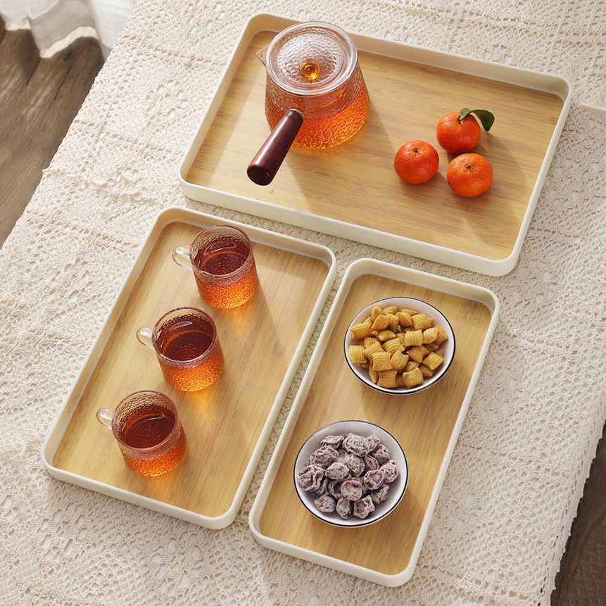 Japanese style rectangular tray home tea cup combination set creative tea tray plastic fruit tray thumbnail