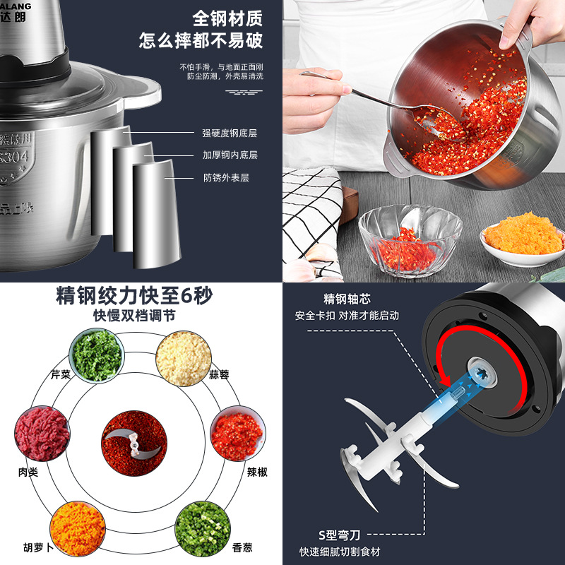Factory Supplied Stainless Steel British Standard Meat Grinder 110V Small Appliance Multi-Purpose Meat Crusher Kitchen Cooking Mixer Stranding Machine Specification drawing