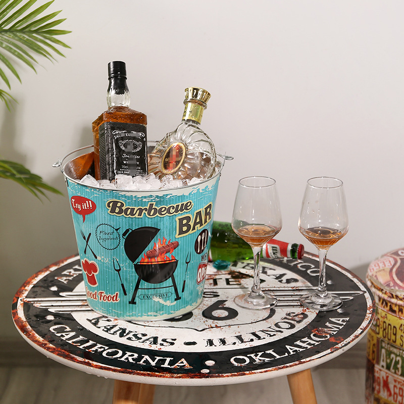 Creative ice bucket, portable ice storage, home bar, outdoor red wine and champagne ice bucket, barbecue restaurant beer bucket Application Scenario
