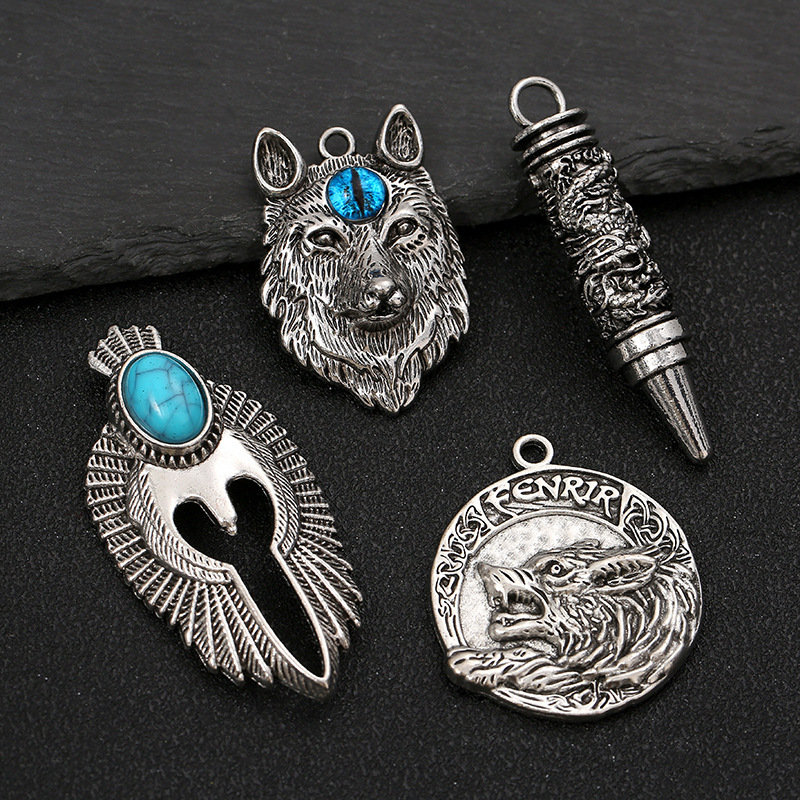 跨境亚马逊电镀锌合金吊坠 DIY项链手链挂件藏银饰品配件耳饰材料