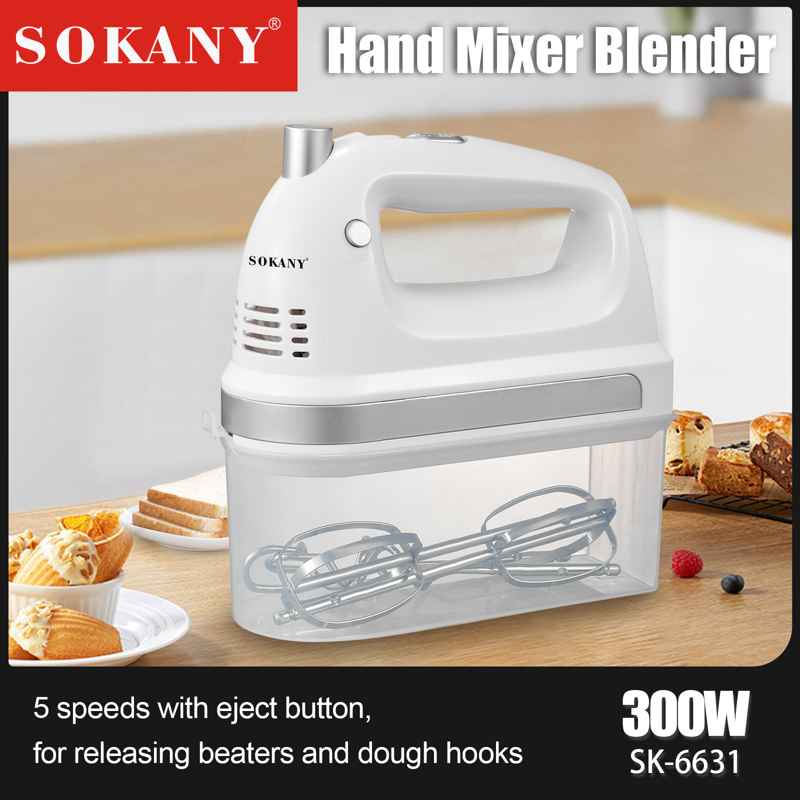 Cross-border export SOKANY6631 electric egg beater with box, fully automatic handheld blender for home baking