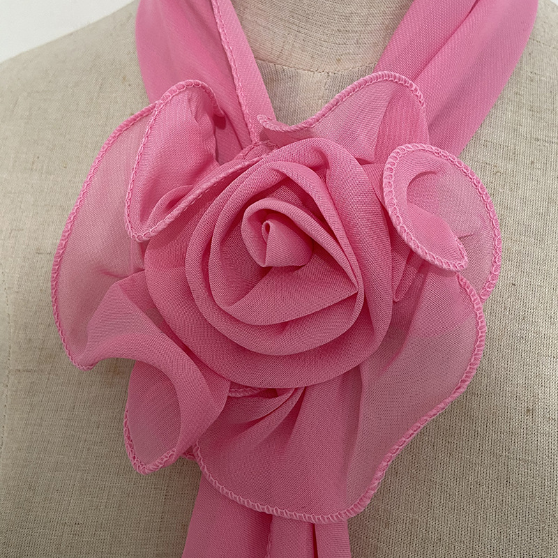 Spring and summer new long rose silk scarf for women square dance aunts, solid color decorative scarf, Douyin Kuaishou supply Specification image