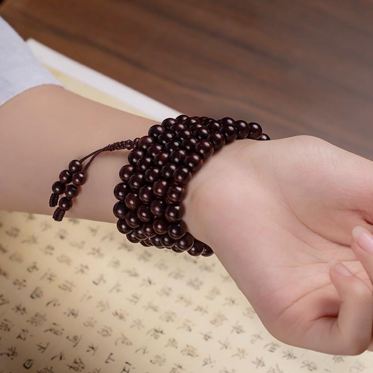 Thousand-year-old Indian small-leaf rosewood bracelet with 108 prayer beads 2.0 prayer bead necklace for men and women sandalwood rosewood hand 錬 details Picture