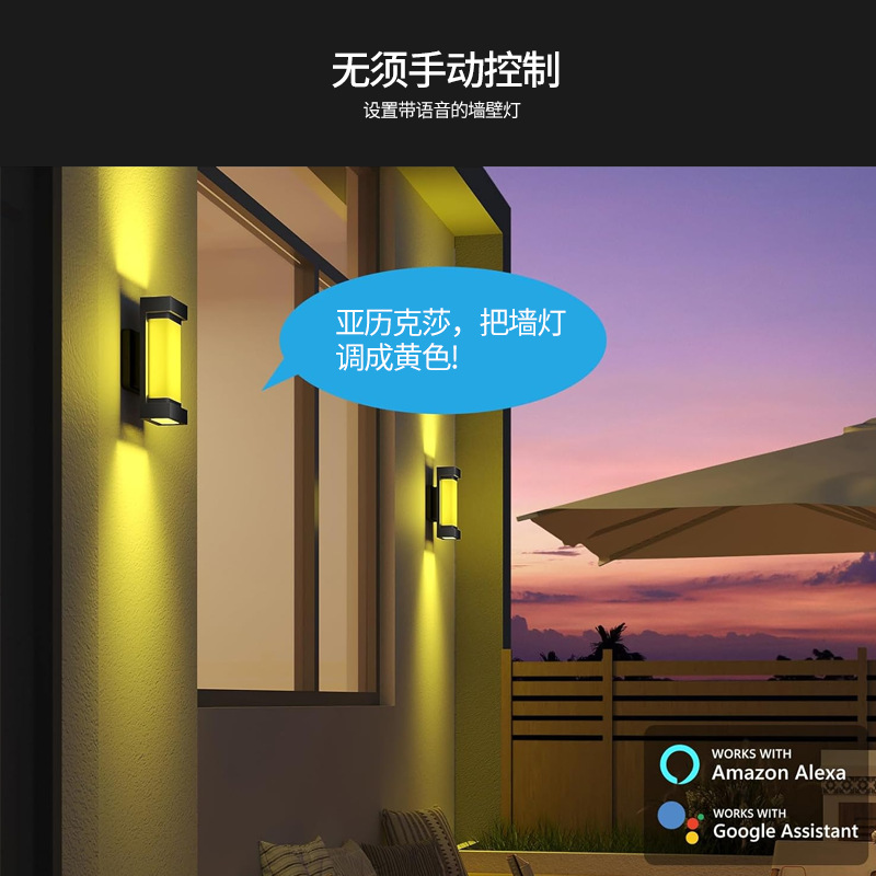 Cross-border Amazon outdoor wall lamps, waterproof LED, corridor, staircase, villa, courtyard, outdoor wall lamps, smart APP adjustment details Picture