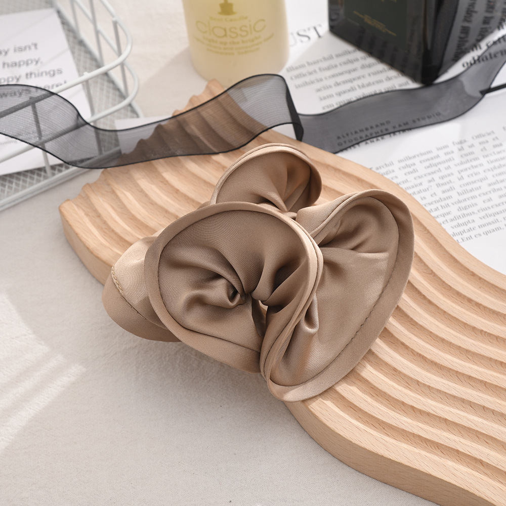 Fashionable solid color satin large intestine hair band and hair tie, high-end version fabric hair tie, simple and versatile hair accessory wholesale Specification image