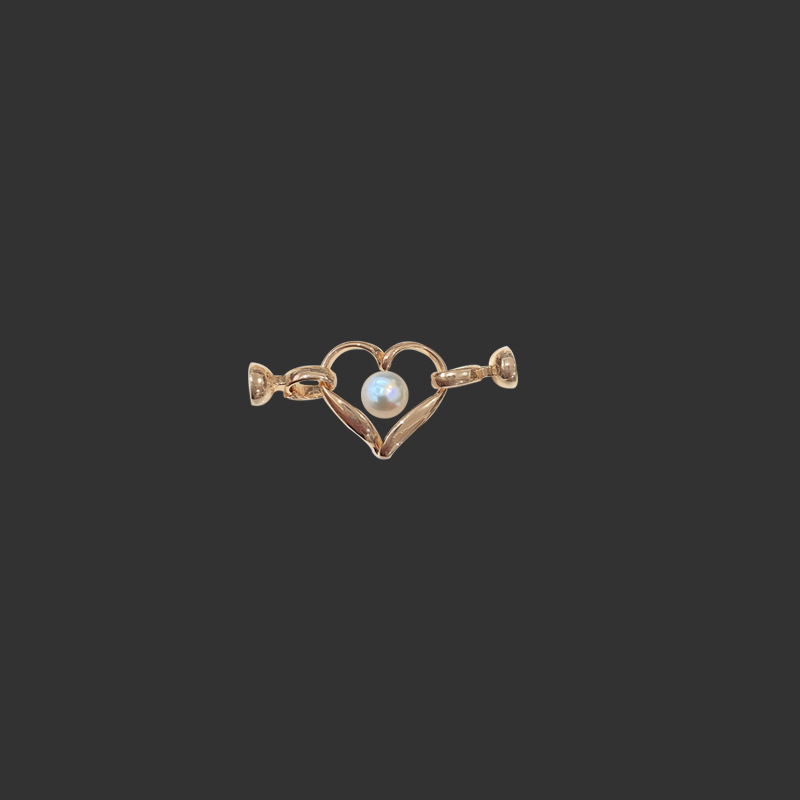 14K gold-plated copper with real gold pearl bracelet, necklace, sweater chain, tail connecting buckle, love clasp, decorative clasp DIY Specification image