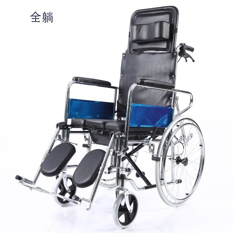 Cross-border food delivery exclusive multi-functional wheelchair, electroplated material with toilet bowl, home elderly and disabled walking aid wheelchair Specification image