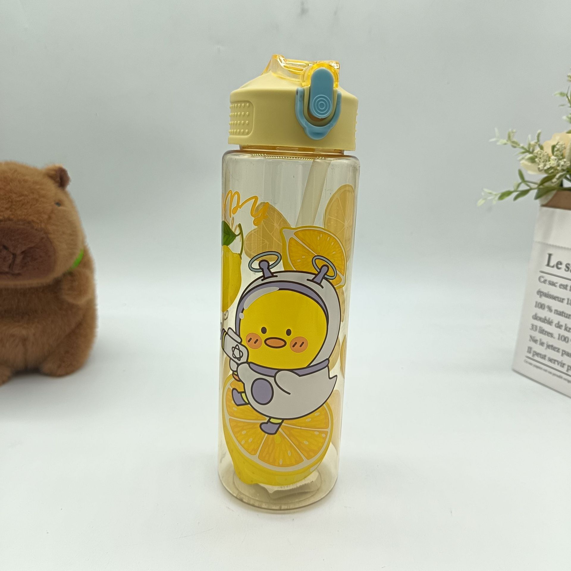 Amazon Summer transparent space Cup, fruit and animal cute pattern portable water cup, student and children's sports water bottle details Picture