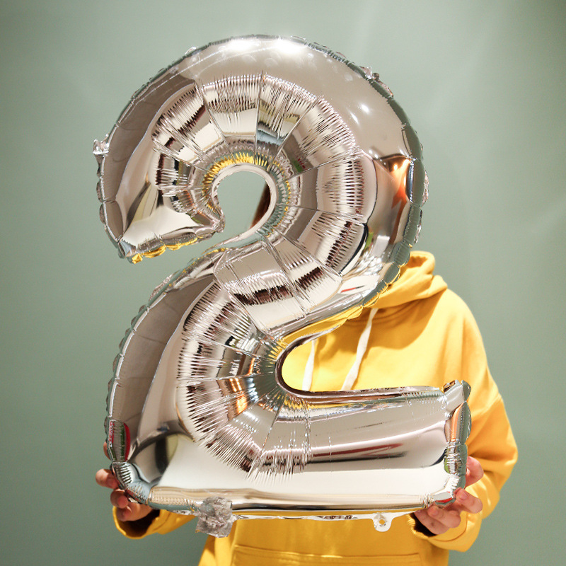 32-inch large digital balloons, aluminum film balloons, aluminum foil balloons, party decoration, silver creative balloons wholesale Specification image