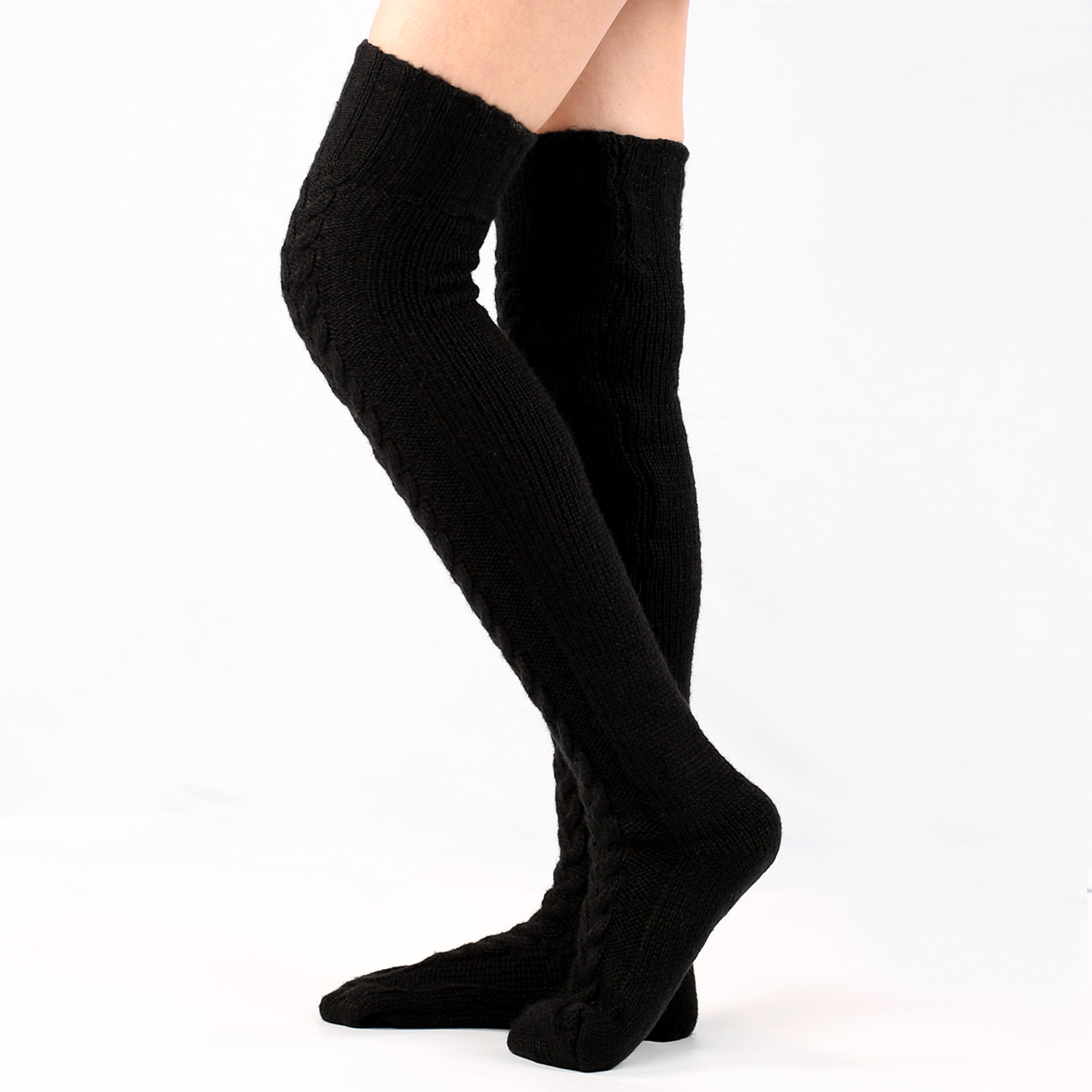 European and American autumn and winter knitted knee-length stockings for women, Amazon wish extended floor socks, woolen pile socks manufacturer Item Picture