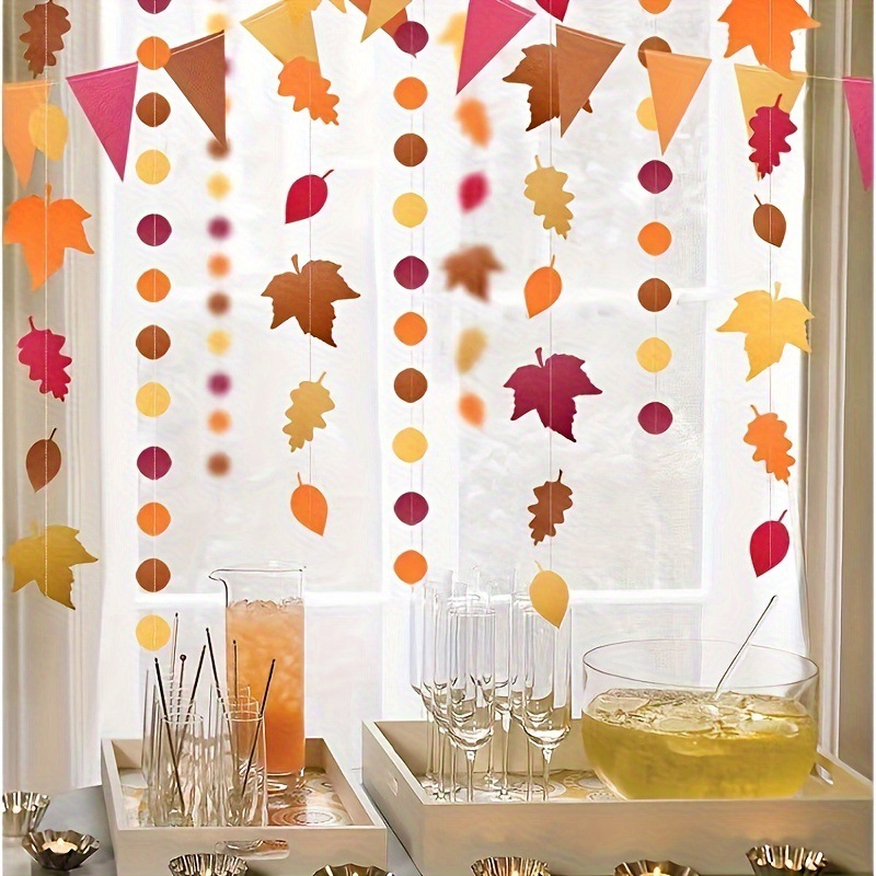 亚马逊感恩节装饰枫叶拉花横幅家庭氛围吊旗节日布置拉旗车缝挂饰