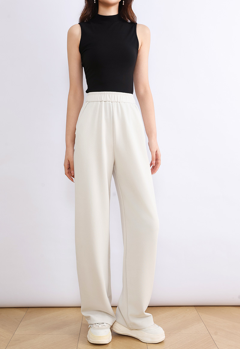 Modal Air Layer straight-leg pants for women in the autumn of 2025, four-sided elastic, smooth, waist-wide, wide-leg, slightly curved banana pants pic 34