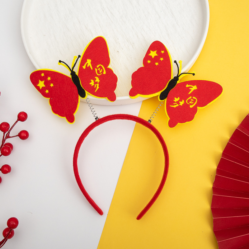 National Day five-pointed star and red flag hair bands, festival dressing headwear performance, National Day event hair clips, children's headbands wholesale Application Scenario