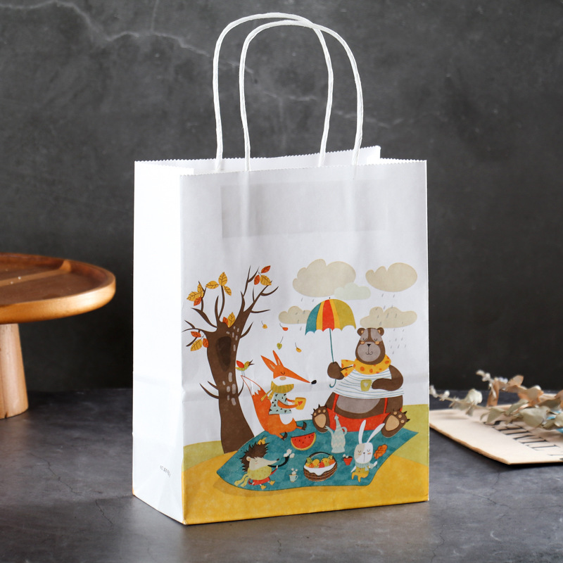 【 Small Wholesale 】 Cartoon Tote Bag Gift Bag Cute Bag Gift Packing Takeaway Paper Bag Can Be Logo Specification drawing