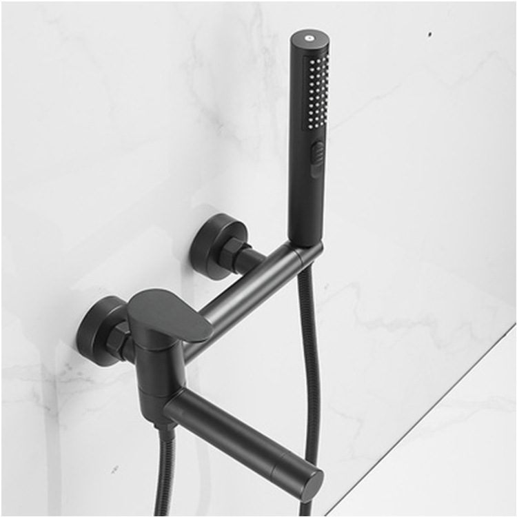 In-Wall Bathtub Faucet Hot And Cold Shower Faucet Shower Head Mixed Valve Switch Simple Set Black Bathroom Brass Specification drawing