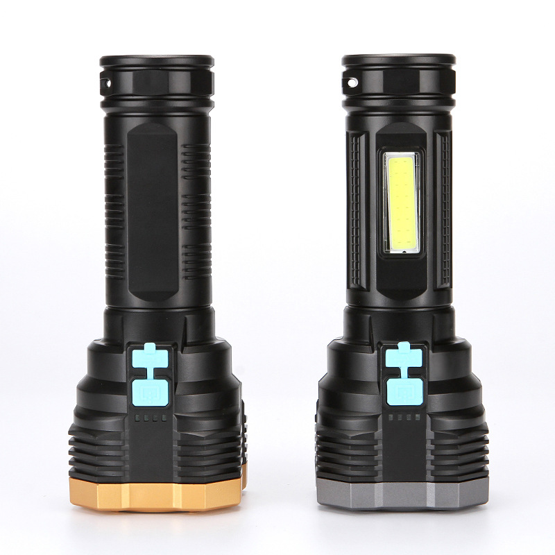 新款USB充电大续航手电筒高亮强光防水大功率远程远射便携手电
