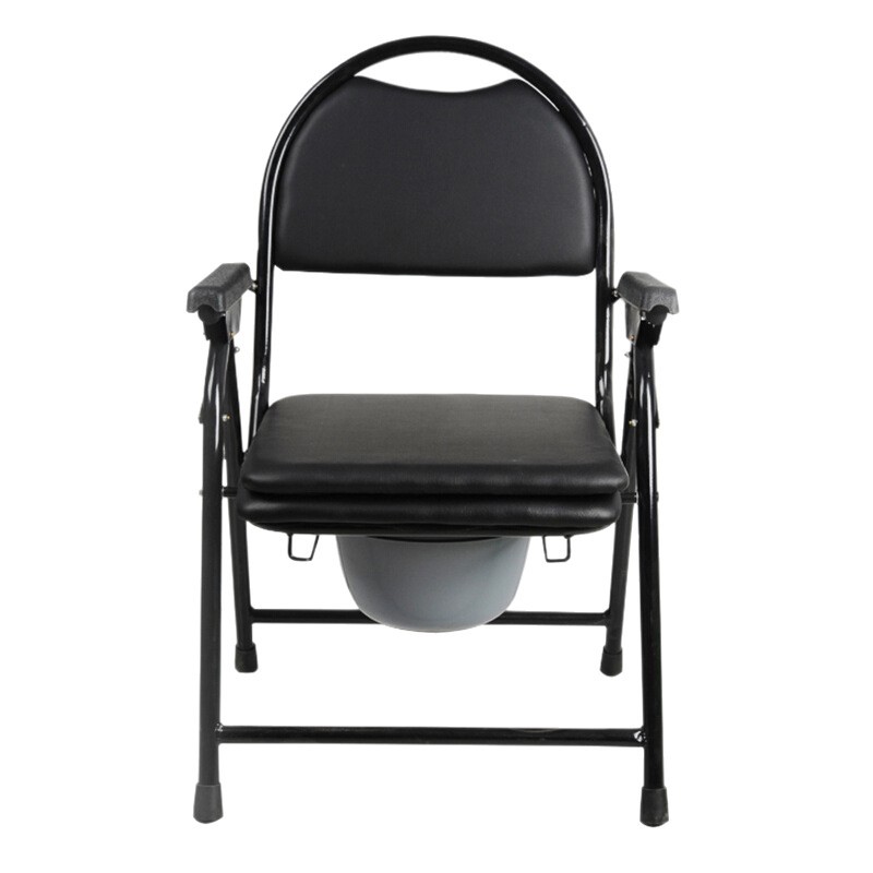 Cross-border exclusive black foldable toilet chair with potty, pregnant women's mobile multi-purpose toilet chair with copy chair Item Picture