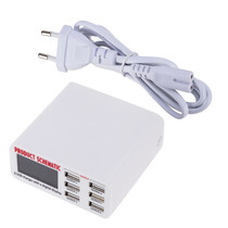 Intelligent multi-port fast charge 6-port 6A digital universal automatic identification charger Independent LCD display mobile phone charger